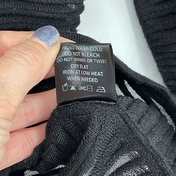 Revolve NBD Amity Layered Mesh Off Shoulder Knit Top Long Sleeve Women XS Black - Picture 8 of 9